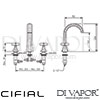 Cifial 31140HC.U Hexa 3 Hole Deck Basin Mixer Tap Dimensions